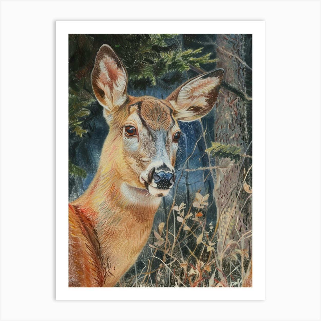 Deer Pastel Watercolour 3 Art Print by Critter Crafts