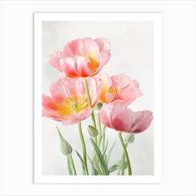 Bunch Of Tulips Flowers Acrylic Painting In Pastel Colours 7 Art Print