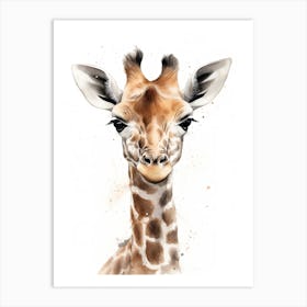 Baby Giraffe Watercolour Nursery 1 Art Print