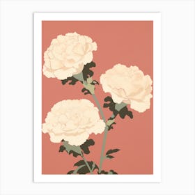 Carnations Flower Big Bold Illustration 4 Art Print
