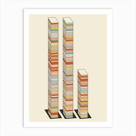 Three Colourful Stacks Abstract Minimal Art Print