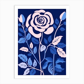Blue Flower Illustration Rose 7 Art Print