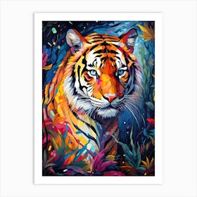 Tiger Art In Neo Impressionism Style 4 Art Print