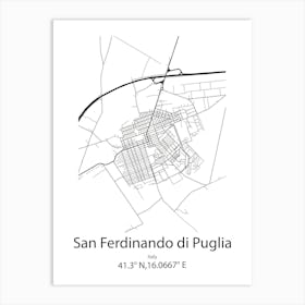 San Ferdinando Di Puglia,Italy Minimalist Map Art Print