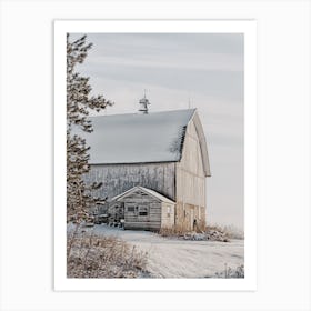 Winter Barn Scenery Art Print