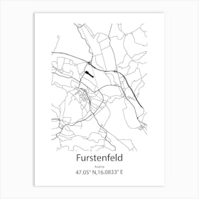 Furstenfeld,Austria Minimalist Map Art Print