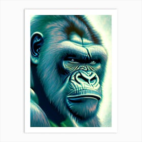 Angry Gorilla Gorillas Greyscale Sketch 1 Art Print