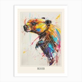 Beaver Colourful Watercolour 2 Poster Art Print