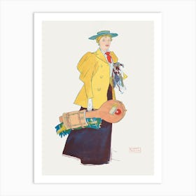 Woman Holding Dog And Stuffs (1894), Edward Penfield Art Print