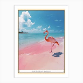 Greater Flamingo Pink Sand Beach Bahamas Tropical Illustration 8 Poster Art Print