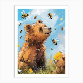 Andrena Bee Storybook Illustration 3 Art Print