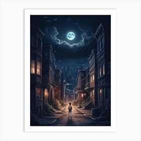 Moonlight In The City Art Print