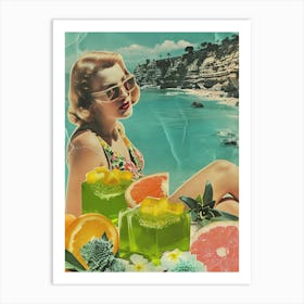 Green Jelly Retro Collage 3 Art Print