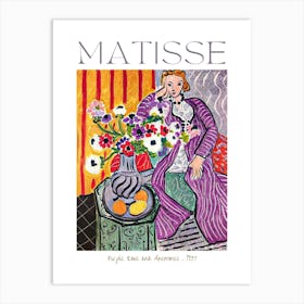 Henri Matisse Purple Robe and Anemones 1937 in HD Poster Print Labelled and Signed - Vibrant Colorful Feature Wall Decor Fully Remastered Art Print