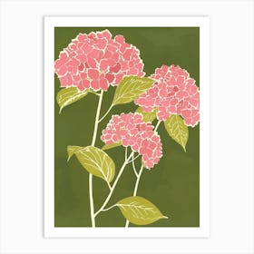 Pink & Green Hydrangea 3 Art Print