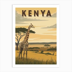 Vintage Kenya Travel - African Giraffe Art Print