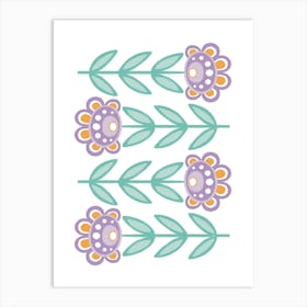 Retro Flowers Art Print