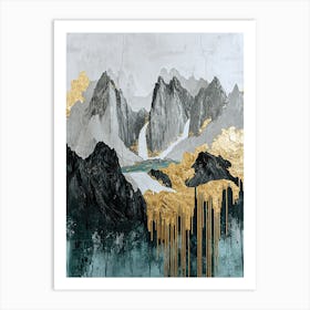 Sierra Nevada Range Golden Peaks - Artistic Flow Art Print