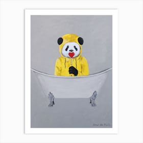 Panda With Lollipop In Bathtub Art Print