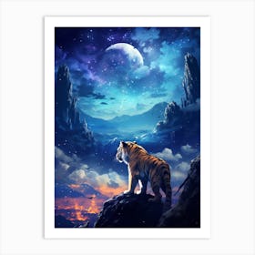 Tiger In The Night Sky Art Print