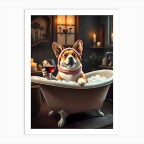 Corgi In A Bath Art Print