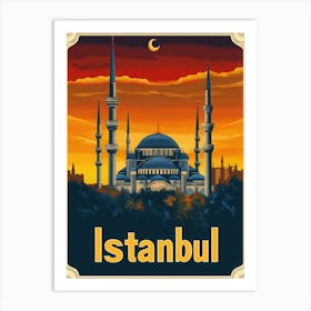 Aihrgdesign A Retro Travel Poster For Istanbul Featuring The 6 Art Print