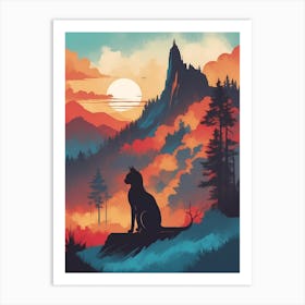 Sunset Cat Art Print