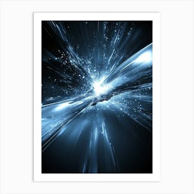 Abstract Blue Light Burst Art Print