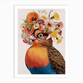 Bird With Flowers On Its Head 2 Art Print