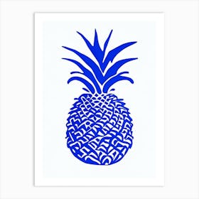 Pineapple 1 Symbol Blue And White Line Drawing Art Print