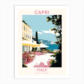 Capri, Italy, Flat Pastels Tones Illustration 3 Poster Art Print