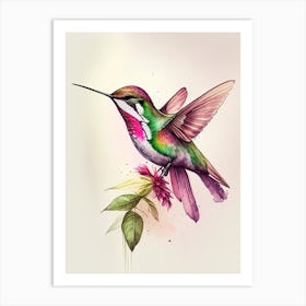 Anna S Hummingbird Retro Drawing 1 Art Print