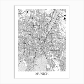 Munich White Black Art Print