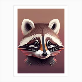 Common Raccoon Red Portrait Art Print