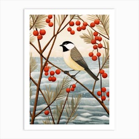 Bird Illustration Carolina Chickadee 1 Art Print