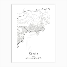 Kavala,Greece Minimalist Map Art Print