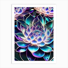 Lotus Flower Repeat Pattern Holographic 1 Art Print