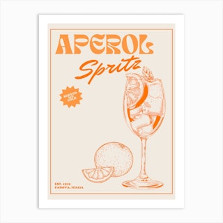 Beige Retro Aperol Spritz Art Print