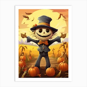 Happy Halloween scarecrow Art Print