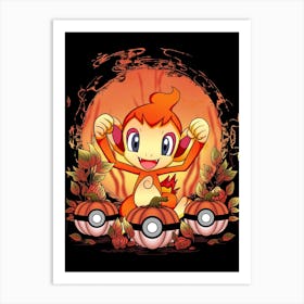 Chimchar Spooky Night - Pokemon Halloween Art Print