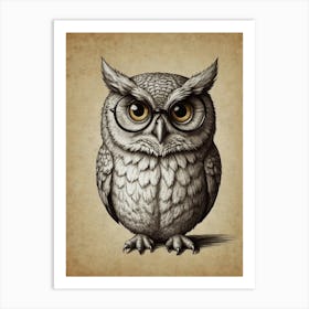 Owl In Glasses 2 Art Print