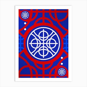 Geometric Glyph in White on Red and Blue Array n.0077 Art Print