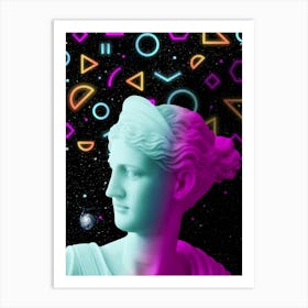 Ceres/Demeter Vaporwave Art – Neon Greek Goddess Print, Retro 80s Aesthetic Poster, Cyberpunk Wall Decor, Synthwave Digital Art Affiche