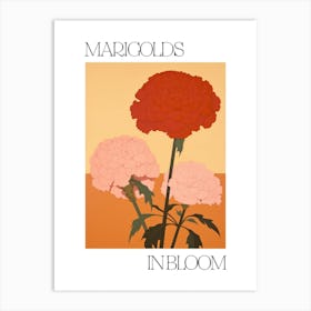 Marigolds In Bloom Flowers Bold Illustration 4 Art Print