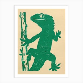 Green Crested Gecko Bold Block 2 Art Print
