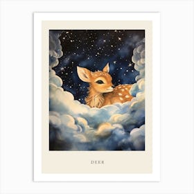 Baby Deer 5 Sleeping In The Clouds Nursery Poster Art Print