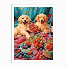 Puppies Picnic Kitsch 3 Art Print