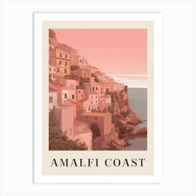 Amalfi Coast Vintage Pink Italy Poster Art Print