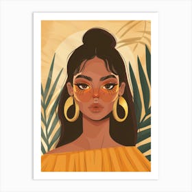 Girl With Hoop Earrings 2 Art Print