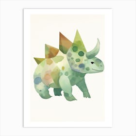 Baby Triceratops Dinosaur Watercolour Illustration 1 Art Print